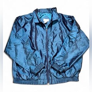 Adult Y2K Shiny Blue Puffer Jacket Size Large